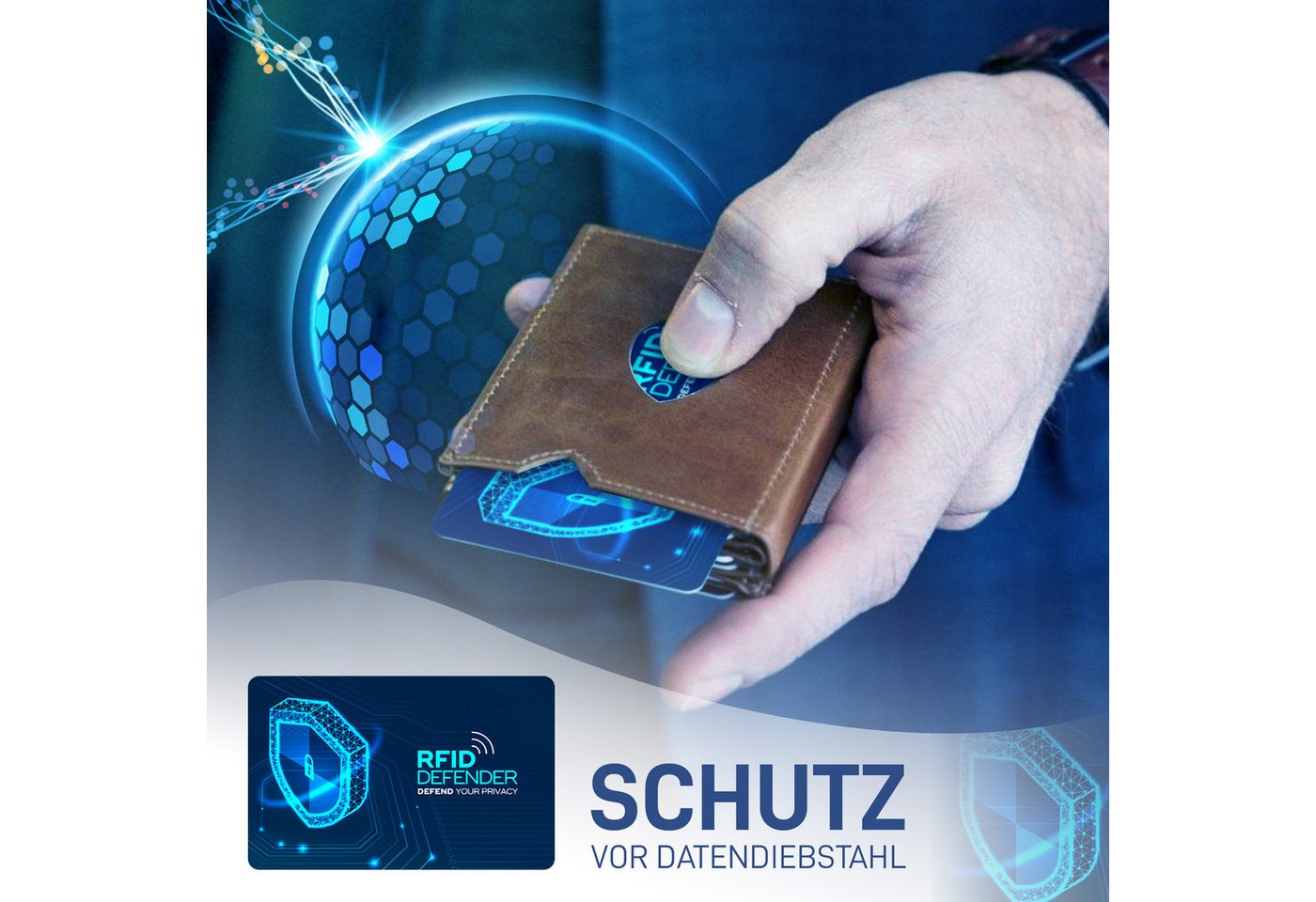 Tec-Expert Geldbörse RFID DEFENDER 4er Set NFC Scan Blocker-Karten Abschirmung Geldbörse (4-tlg., Set aus 4x RFID / NFC Block Card), RFID Blocker Karte, NFC Blo – Bild 2 von 5