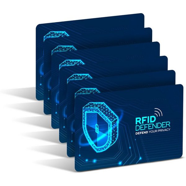 Tec-Expert Geldbörse RFID DEFENDER 6er Set NFC Scan Blocker-Karten Abschirmung Geldbörse (6-tlg., Set aus 6x RFID / NFC Block Card), RFID Blocker Karte, NFC Blo