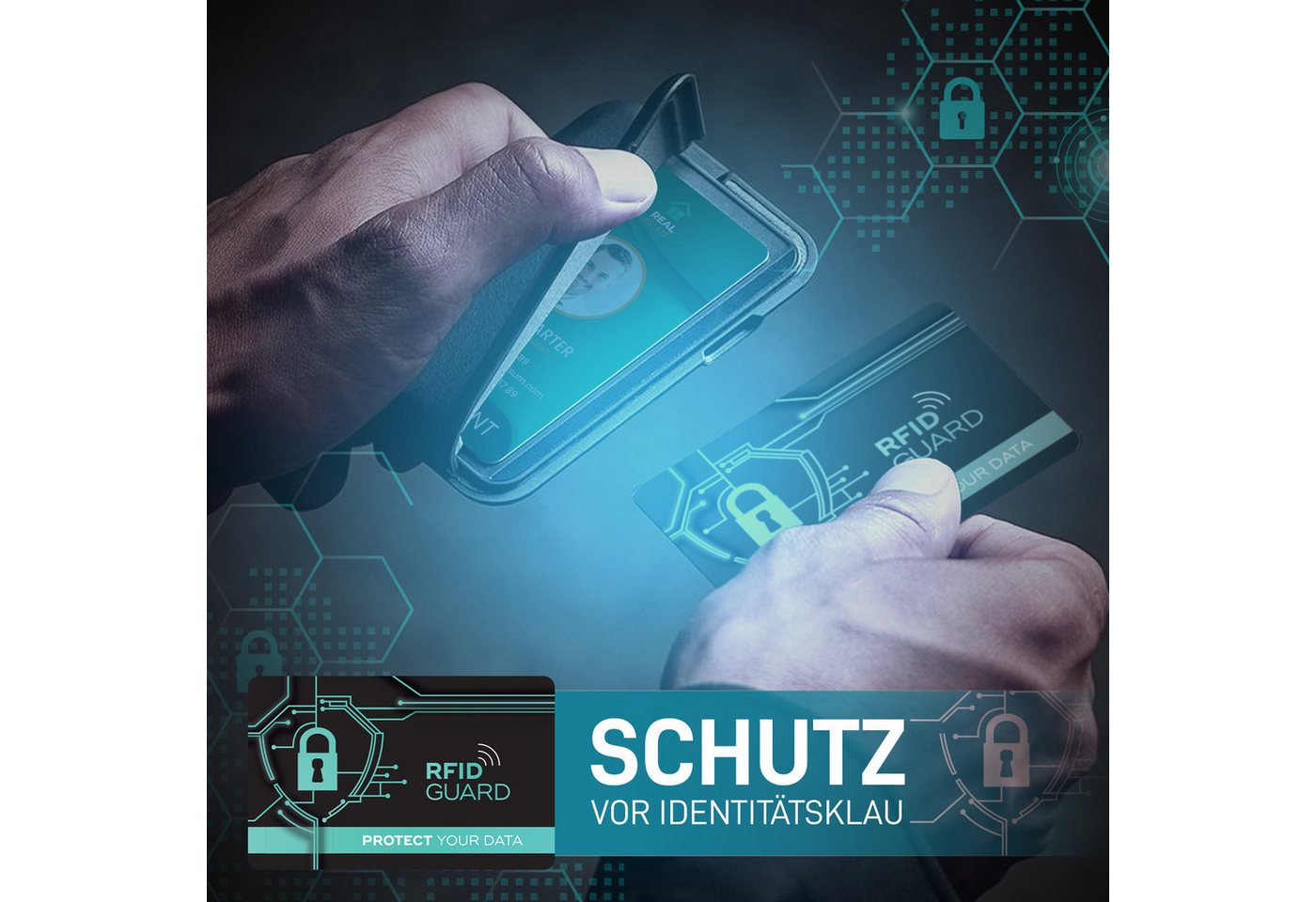 Tec-Expert Geldbörse RFID GUARD 2x RFID NFC Scan Blocker Karte Abschirmung Geldbörse (2-tlg., Set aus 2x RFID / NFC Block Card), RFID Blocker Karte, NFC Block C – Bild 3 von 5