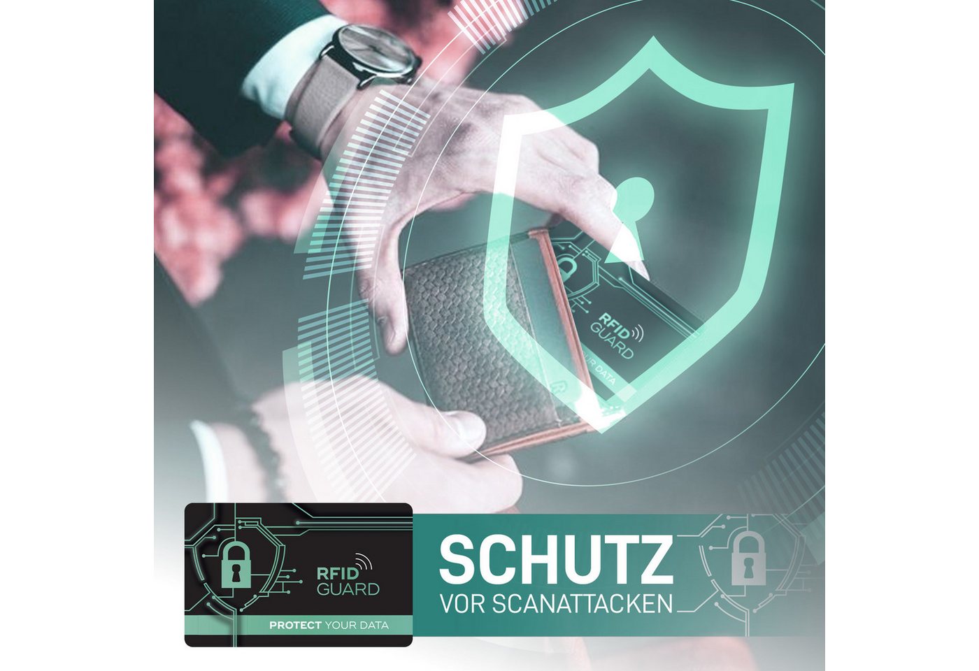 Tec-Expert Geldbörse RFID GUARD 2x RFID NFC Scan Blocker Karte Abschirmung Geldbörse (2-tlg., Set aus 2x RFID / NFC Block Card), RFID Blocker Karte, NFC Block C – Bild 4 von 5