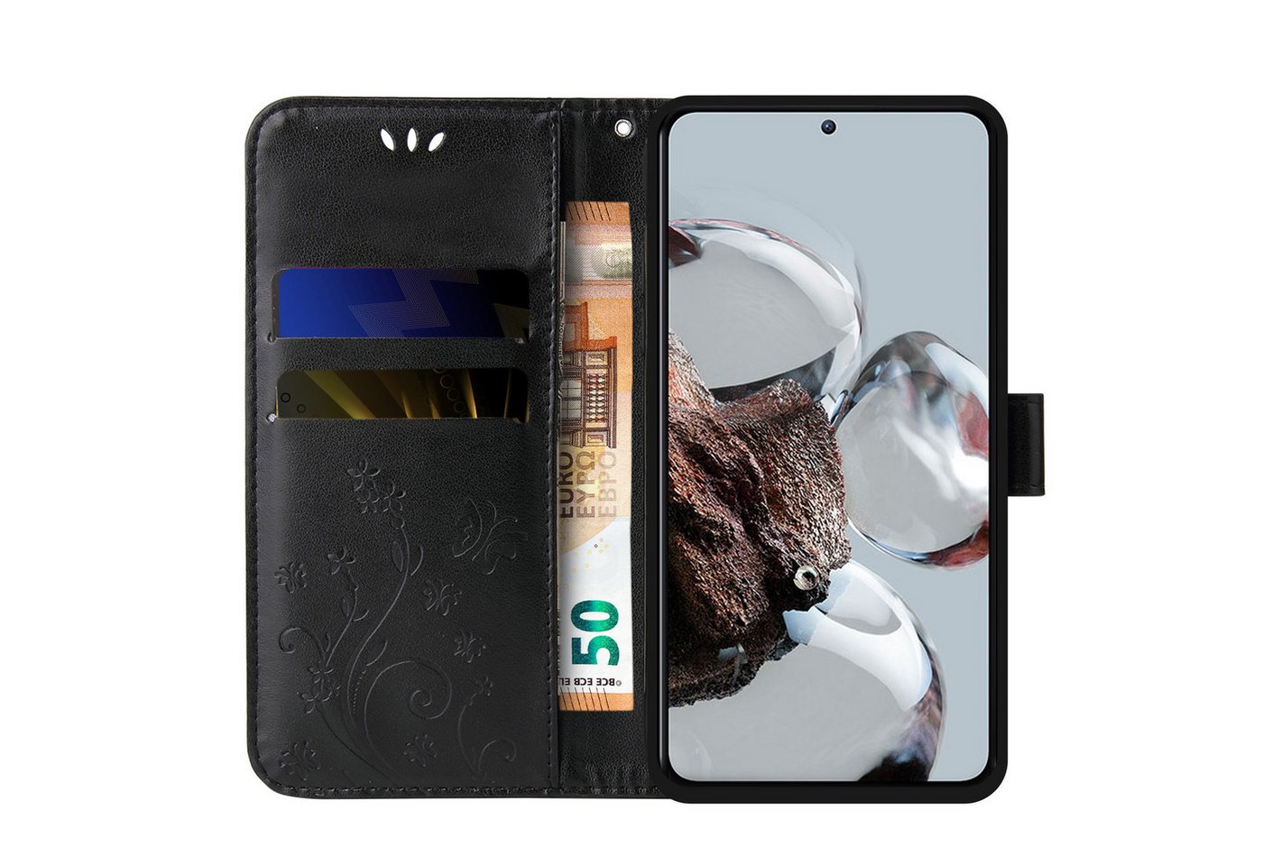 Tec-Expert Handyhülle Cover Tasche Hülle für Google Pixel 10a, Klapphülle Case mit Kartenfach Fliphülle aufstellbar, Motiv Blumen – Bild 2 von 5