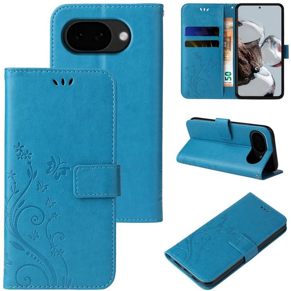 Tec-Expert Handyhülle Cover Tasche Hülle für Google Pixel 10a, Klapphülle Case mit Kartenfach Fliphülle aufstellbar, Motiv Blumen