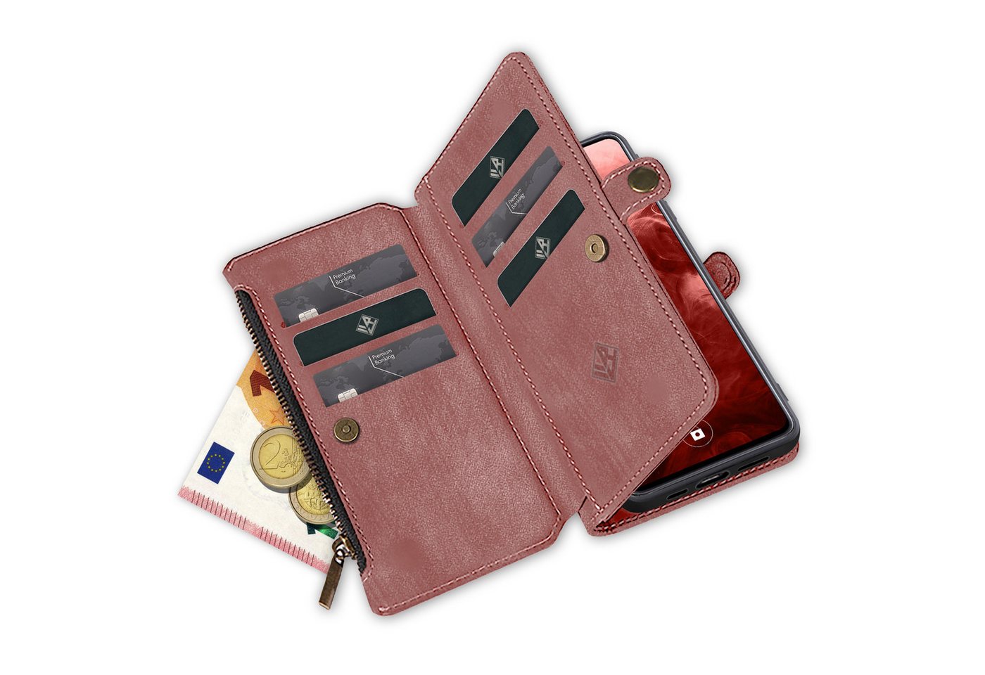 Tec-Expert Handyhülle Geldbörse Hülle mit RFID Schutz für Samsung Galaxy A56 5G 6.7 Zoll, 6.7, Klapphülle Cover Case mit Kartenfach Geldfach Münzfach – Bild 5 von 5