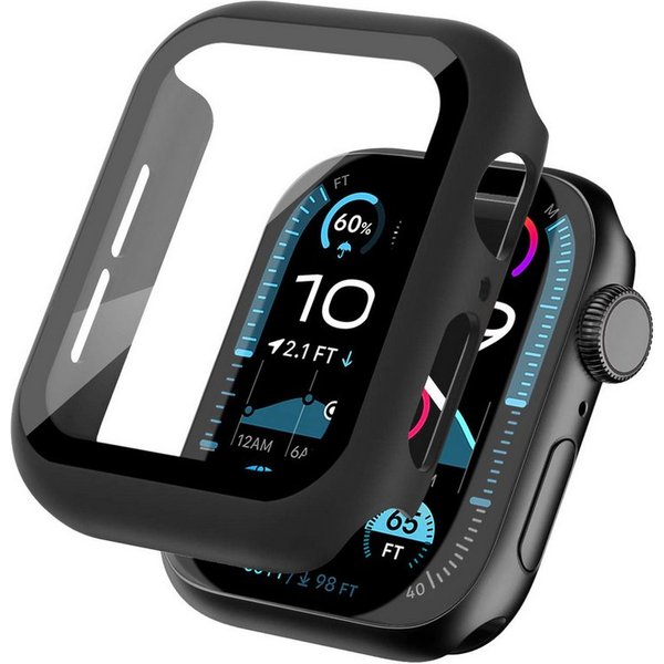 Tec-Expert Smartwatch-Hülle Hülle mit Displayschutz für Apple Watch 4 / 5 / 6 / SE 1-3 40 mm 44 mm, Rundum Schutz Cover Case Bumper stoß-und kratzfest robust