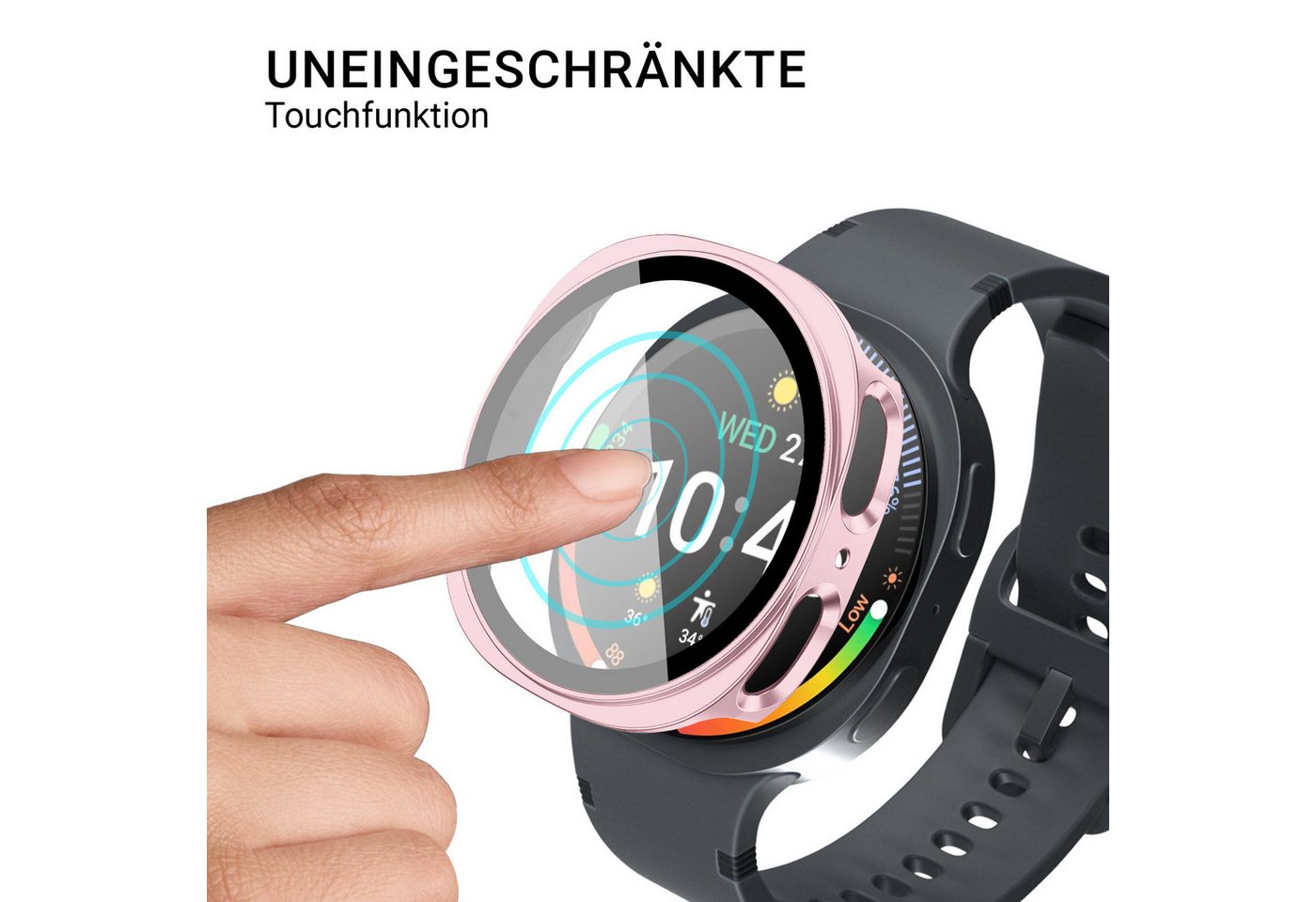 Tec-Expert Smartwatch-Hülle Hülle mit integriertem Displayschutz für Samsung Galaxy Watch8 40 mm 40 mm, Rundum Schutz Cover Case Bumper stoß-und kratzfest robus – Bild 3 von 5