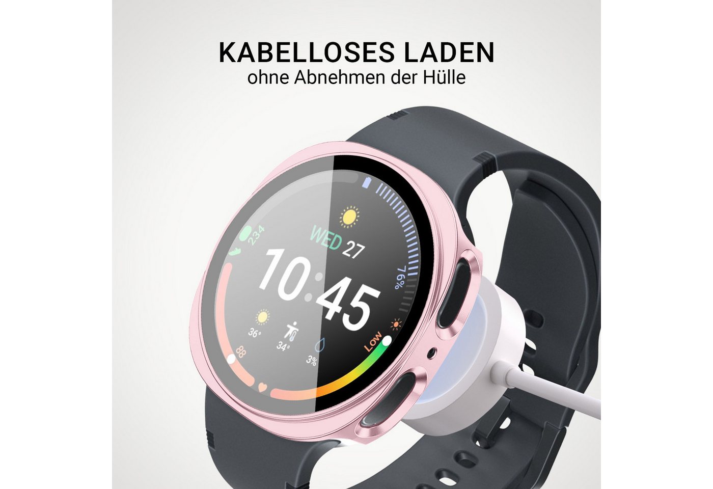 Tec-Expert Smartwatch-Hülle Hülle mit integriertem Displayschutz für Samsung Galaxy Watch8 40 mm 40 mm, Rundum Schutz Cover Case Bumper stoß-und kratzfest robus – Bild 4 von 5