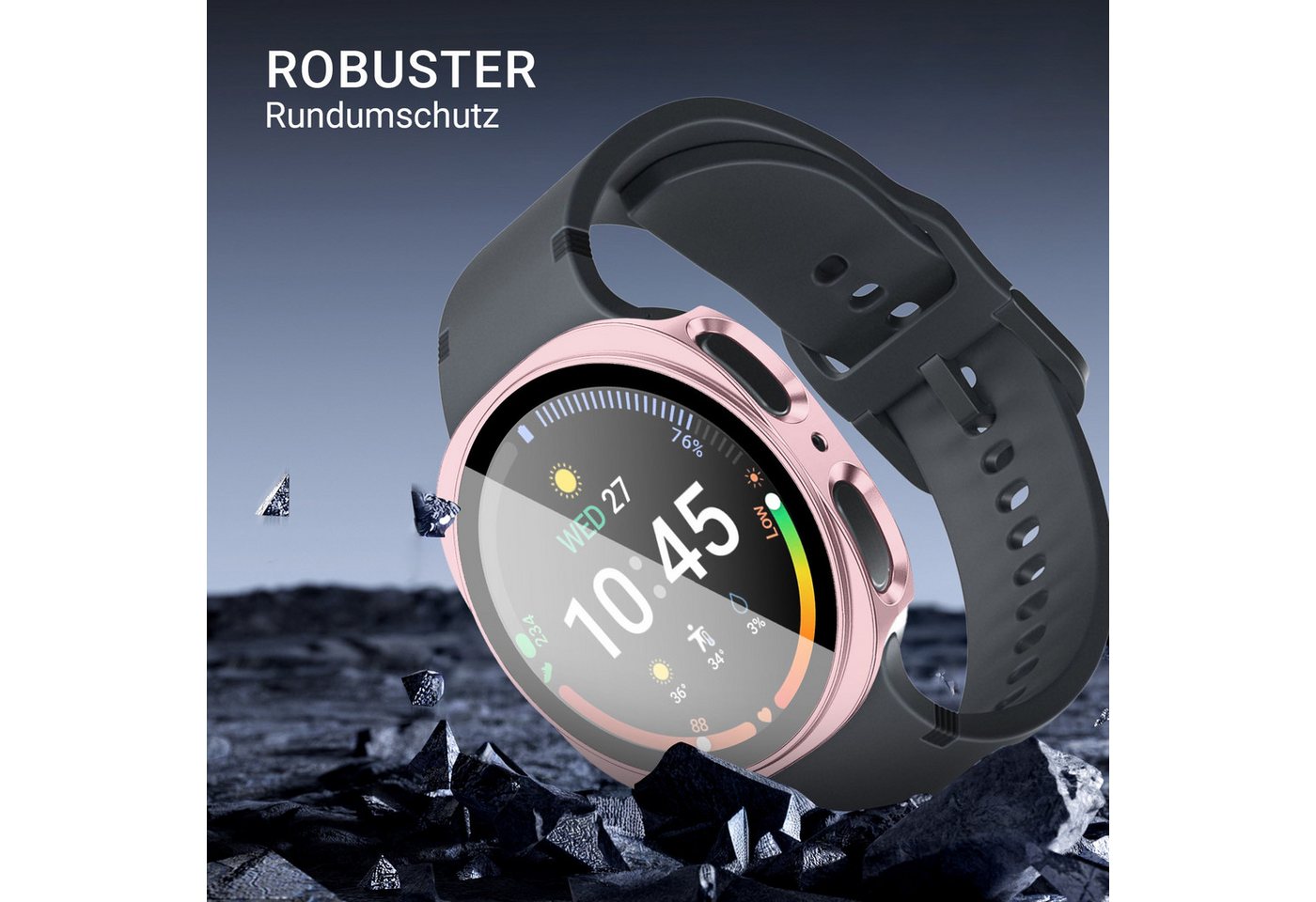 Tec-Expert Smartwatch-Hülle Hülle mit integriertem Displayschutz für Samsung Galaxy Watch8 40 mm 40 mm, Rundum Schutz Cover Case Bumper stoß-und kratzfest robus – Bild 5 von 5