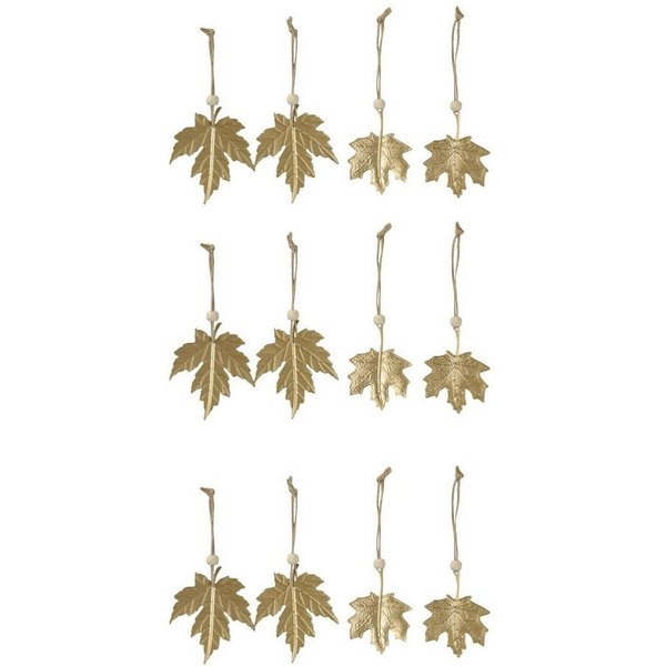 @tec Hängedekoration 12er Set Herbstdeko Herbstanhänger Herbstblätter Deko Dekoration (Fensteranhänger Hängedeko Dekohänger Anhänger Blatt Blätter 12er SET GOLD