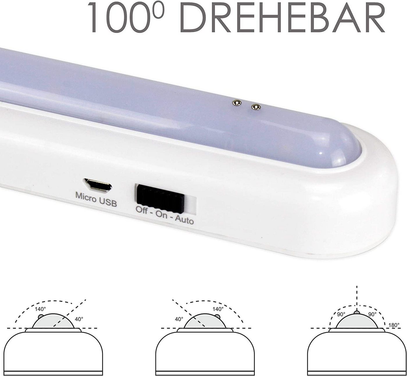 @tec Schrankleuchte LED Akku Schrankleuchte Unterschrankleuchte, Sensor, LED fest integriert, wiederaufladbar, Unterbaulampe, dimmbar, Automatik – Bild 3 von 5