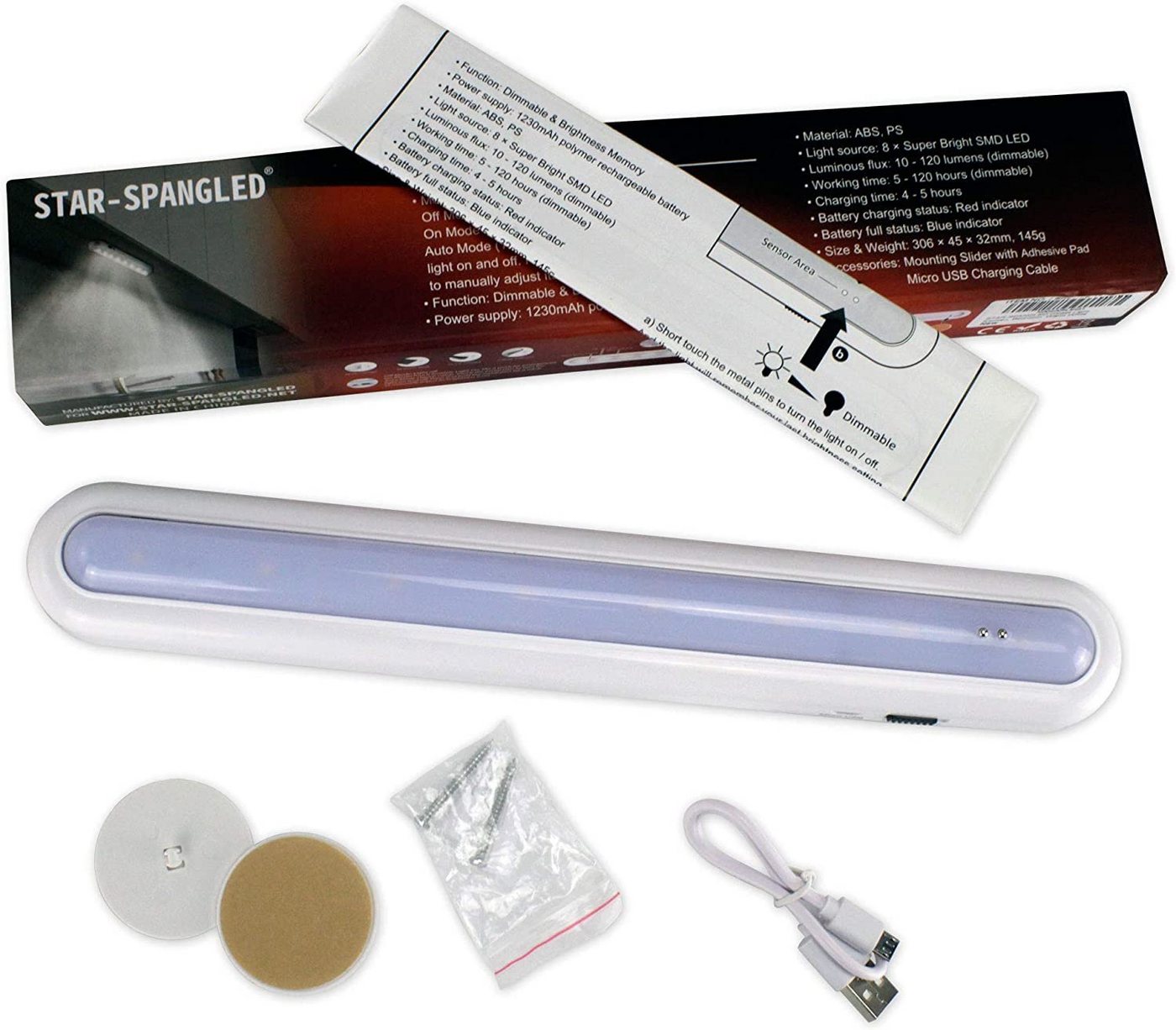 @tec Schrankleuchte LED Akku Schrankleuchte Unterschrankleuchte, Sensor, LED fest integriert, wiederaufladbar, Unterbaulampe, dimmbar, Automatik – Bild 5 von 5