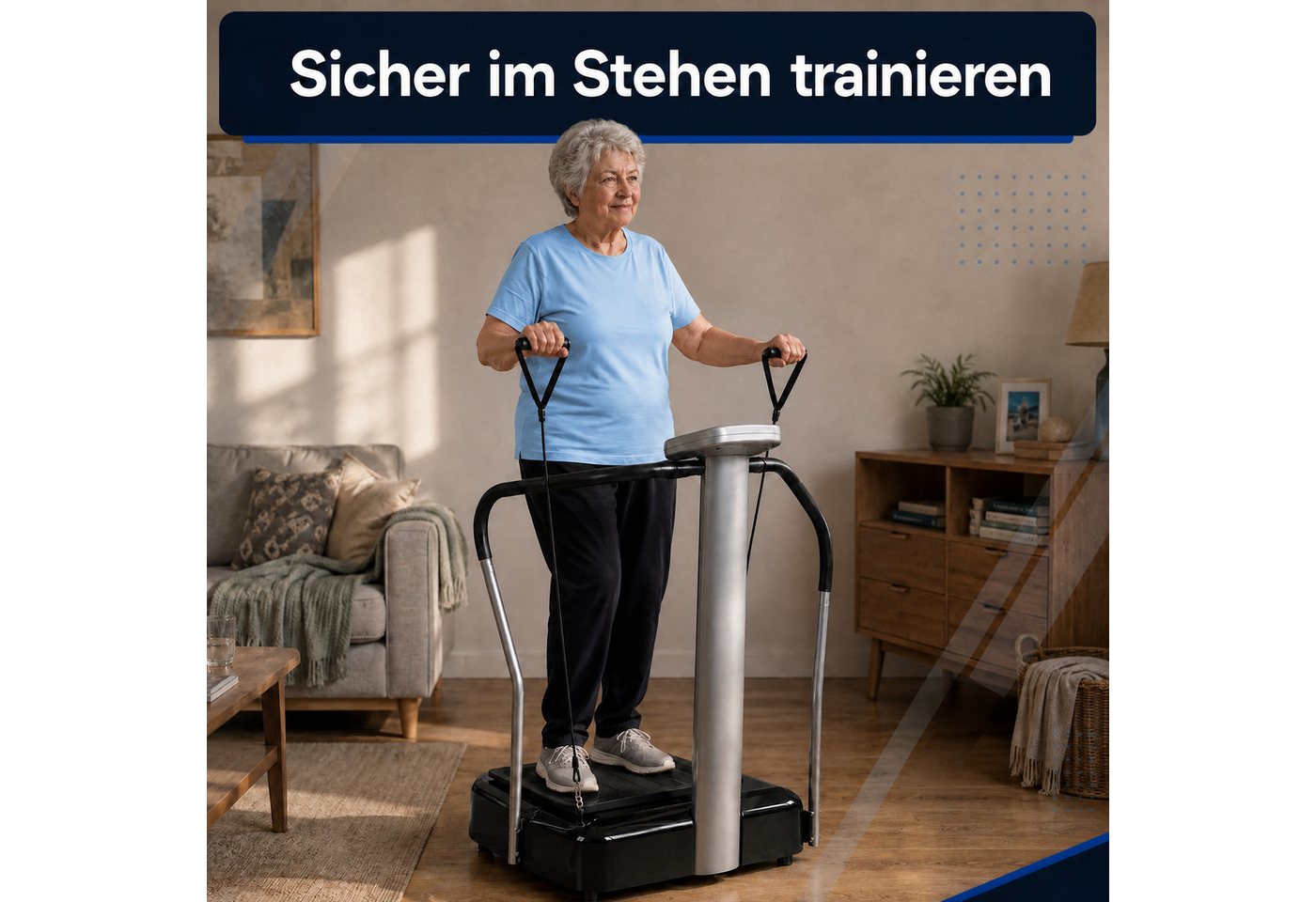 @tec Vibrationsplatte Crazy Fit - Heimtrainer Vibrationsplatte mit Haltegriffen, 50 Intensitätsstufen, 50 Geschwindigkeitsstufen, 4 Programme – Bild 3 von 5