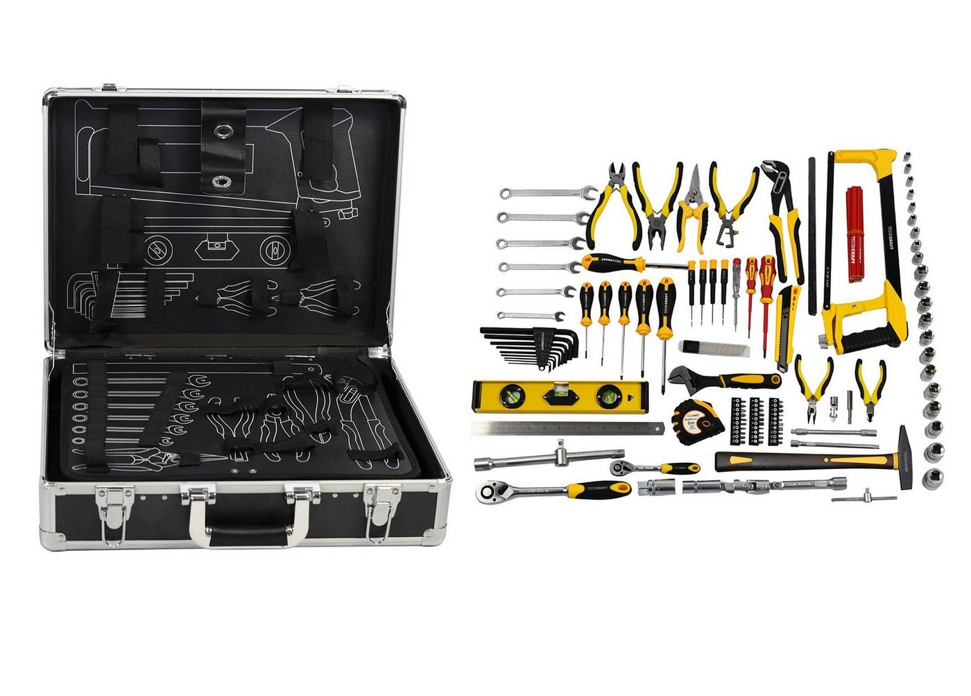 TECH-CRAFT Werkzeugkoffer 130-tlg, robustes Tool-Set (130 Teile), im Aluminiumkoffer – Bild 3 von 5