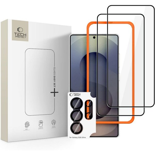 TECH PROTECT Displayschutzglas Easy Set 2+1 Pack Schutzgläser für Samsung Galaxy S26 Ultra - schwarz für Samsung Galaxy S26 Ultra, Set, 3er Set mit Displayglas 