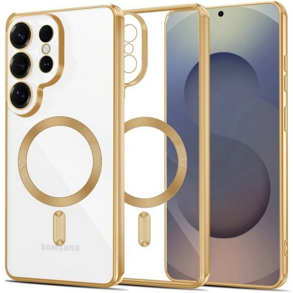 TECH PROTECT Handyhülle MagFlex für Samsung Galaxy S26 Ultra Glänzendes Gold Magnetisch Case 6,9 Zoll, Weiche Mikrofaser-Innenseite schützt vor feinen Kratzern