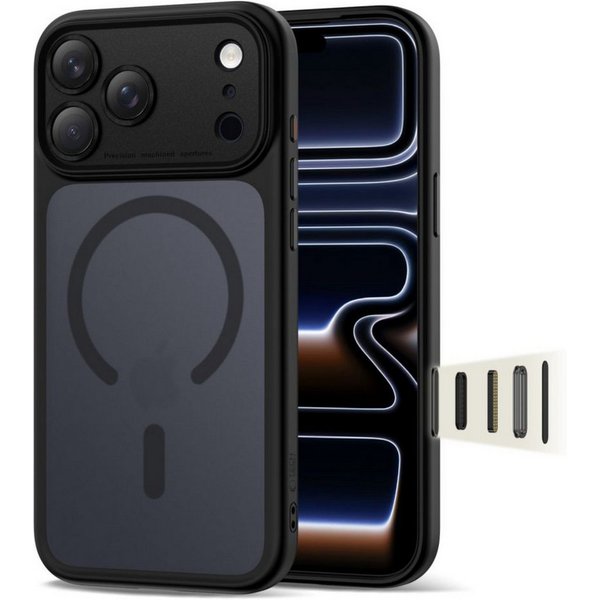 TECH PROTECT Handyhülle Magpeak CC Case kompatibel mit iPhone 17 Pro Max Mattschwarz 6.7 Zoll, Hybridcase mit mattem Design und Magnetring