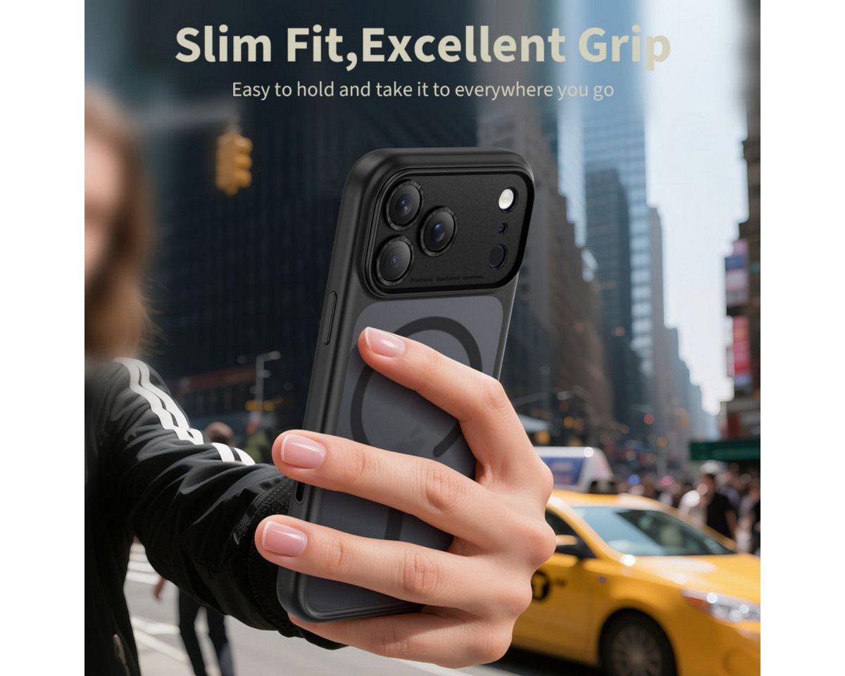 TECH PROTECT Handyhülle Magpeak CC Case kompatibel mit iPhone 17 Pro Max Mattschwarz 6.7 Zoll, Hybridcase mit mattem Design und Magnetring – Bild 4 von 5