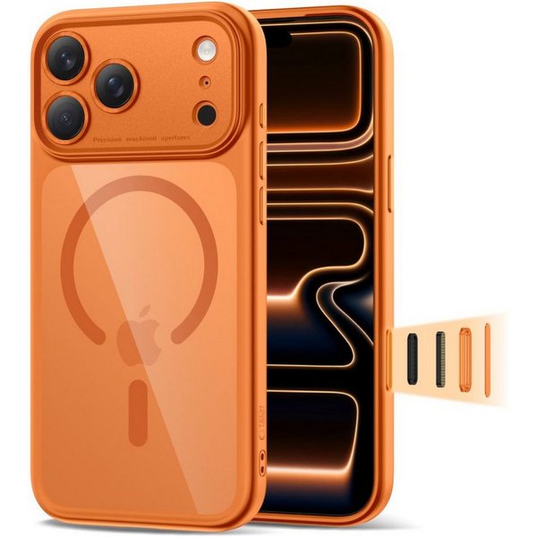TECH PROTECT Handyhülle Magpeak CC kompatibel mit iPhone 17 Pro, integrierter Magnetring Orang, Hybridcase mit integriertem Magnetring für magnetisches Schnelll