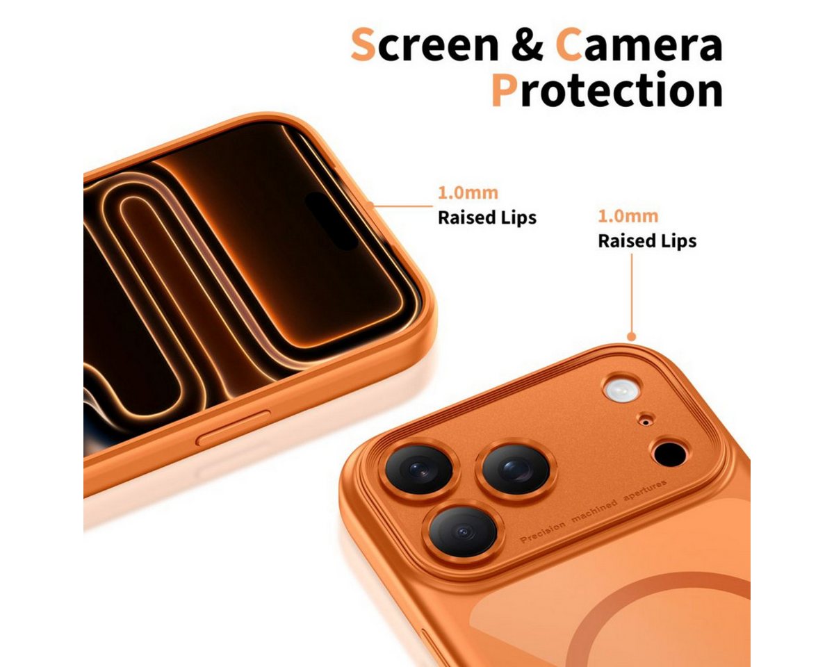 TECH PROTECT Handyhülle Magpeak CC kompatibel mit iPhone 17 Pro, integrierter Magnetring Orang, Hybridcase mit integriertem Magnetring für magnetisches Schnelll – Bild 4 von 5