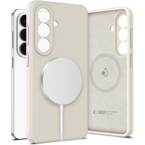 TECH PROTECT Handyhülle Silikon für Samsung Galaxy S26+ Plus Beige Magnetisch Case 6,7 Zoll, Weiche Mikrofaser-Innenseite schützt vor feinen Kratzern