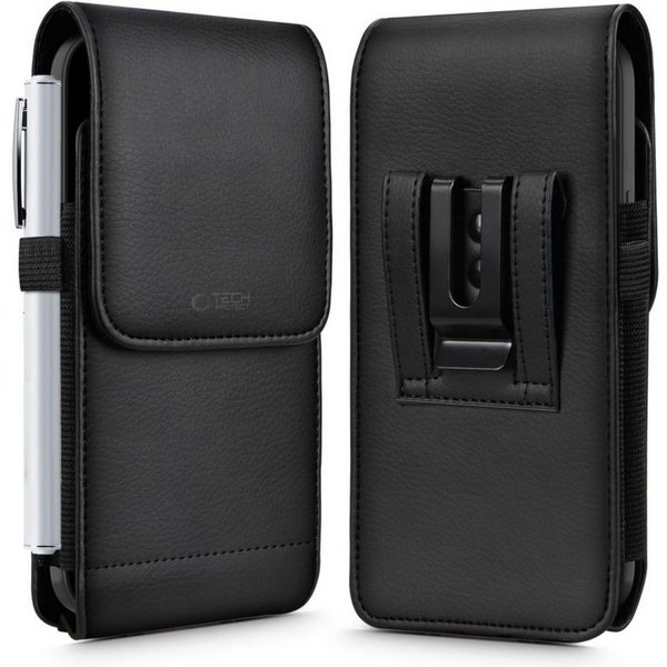 TECH PROTECT Handyhülle SM75 Tasche für 5,8–6,8 Smartphones – Schwarz 5,8–6,8 Zoll, Universelle Gürteltasche aus Öko-Leder mit Magnetverschluss