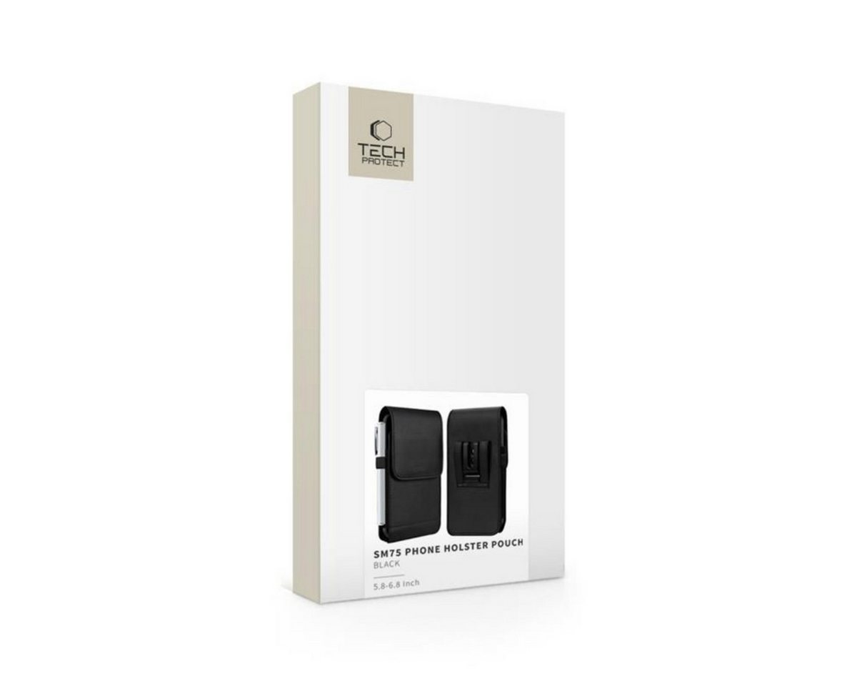 TECH PROTECT Handyhülle SM75 Tasche für 5,8–6,8 Smartphones – Schwarz 5,8–6,8 Zoll, Universelle Gürteltasche aus Öko-Leder mit Magnetverschluss – Bild 5 von 5