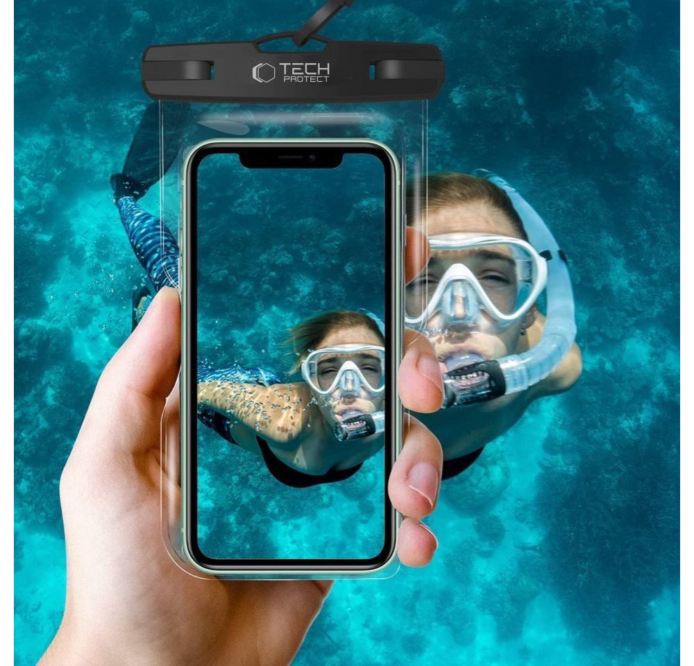 TECH PROTECT Handytasche Unterwasserhülle Schutzbeutel Smartphonehülle (Spar-Set, 1-tlg., bis 6, 9 Zoll wasserdicht), IPX8, wasserdicht bis 20 m, bis 6,9 Zoll – Bild 5 von 5