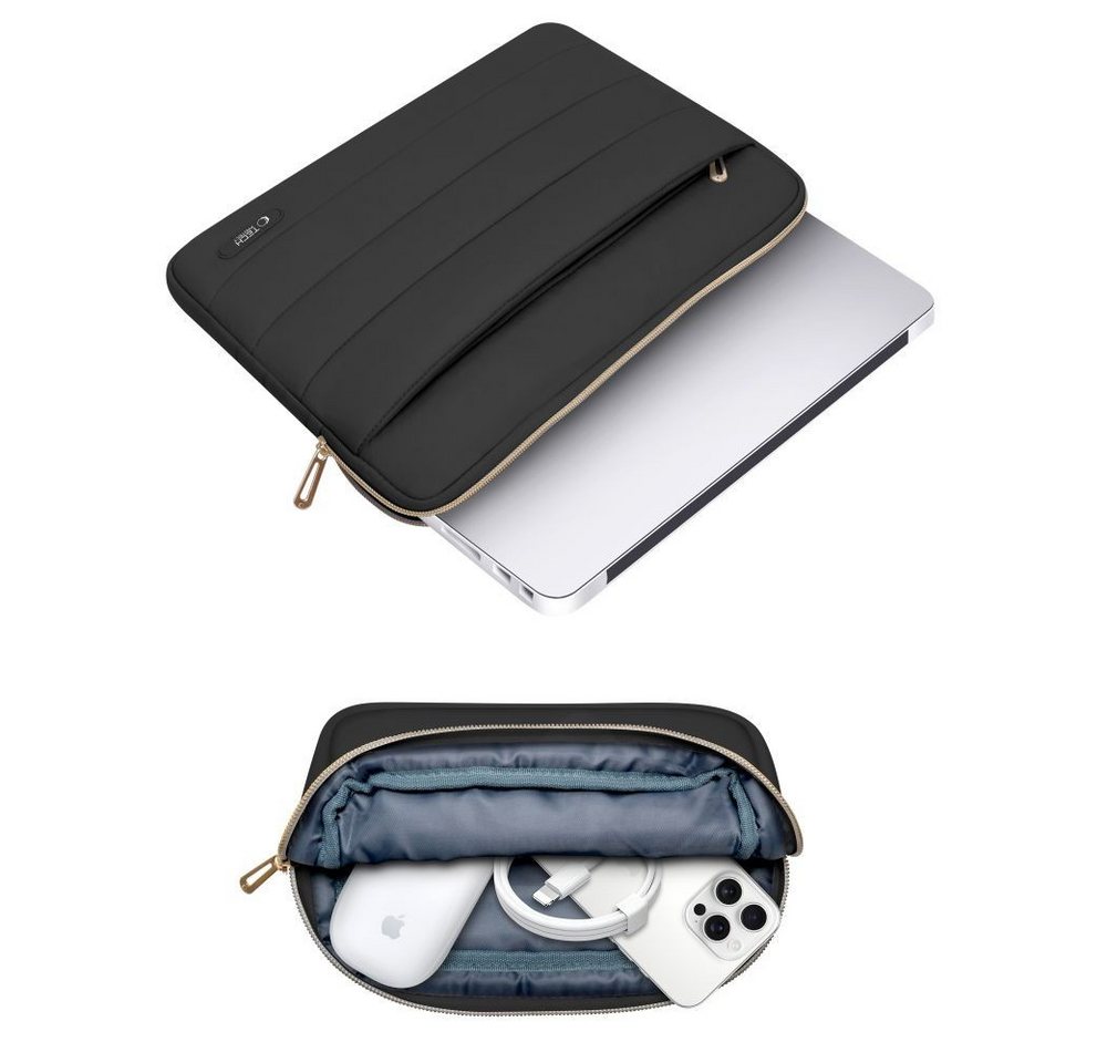TECH PROTECT Laptoptasche Laptoptasche Schutztasche (Spar-Set, 1-tlg), Stoßdämpfende Polsterung, Plüschfutter, inkl. Mini-Tasche – Bild 5 von 5