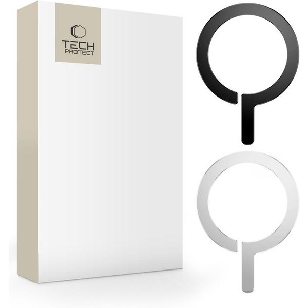 TECH PROTECT MagSafe-Ring Metallring Magnetadapter Smartphone-Adapter, MagSafe-kompatibel, magnetisch, 3M-Klebeband, 2 Stück