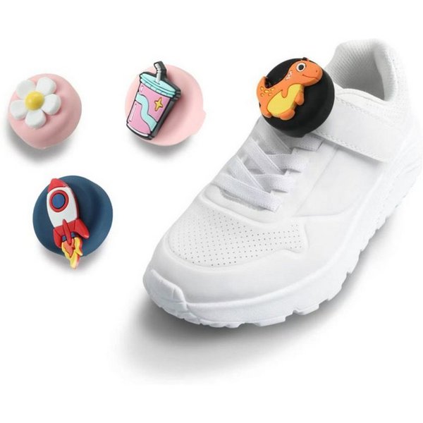 TECH PROTECT Runder Anhänger (4er-Pack Silikonhüllen mit Motivaufsätzen), Kinderfreundliche AirTag-Hüllen mit Schuhbandhalterung