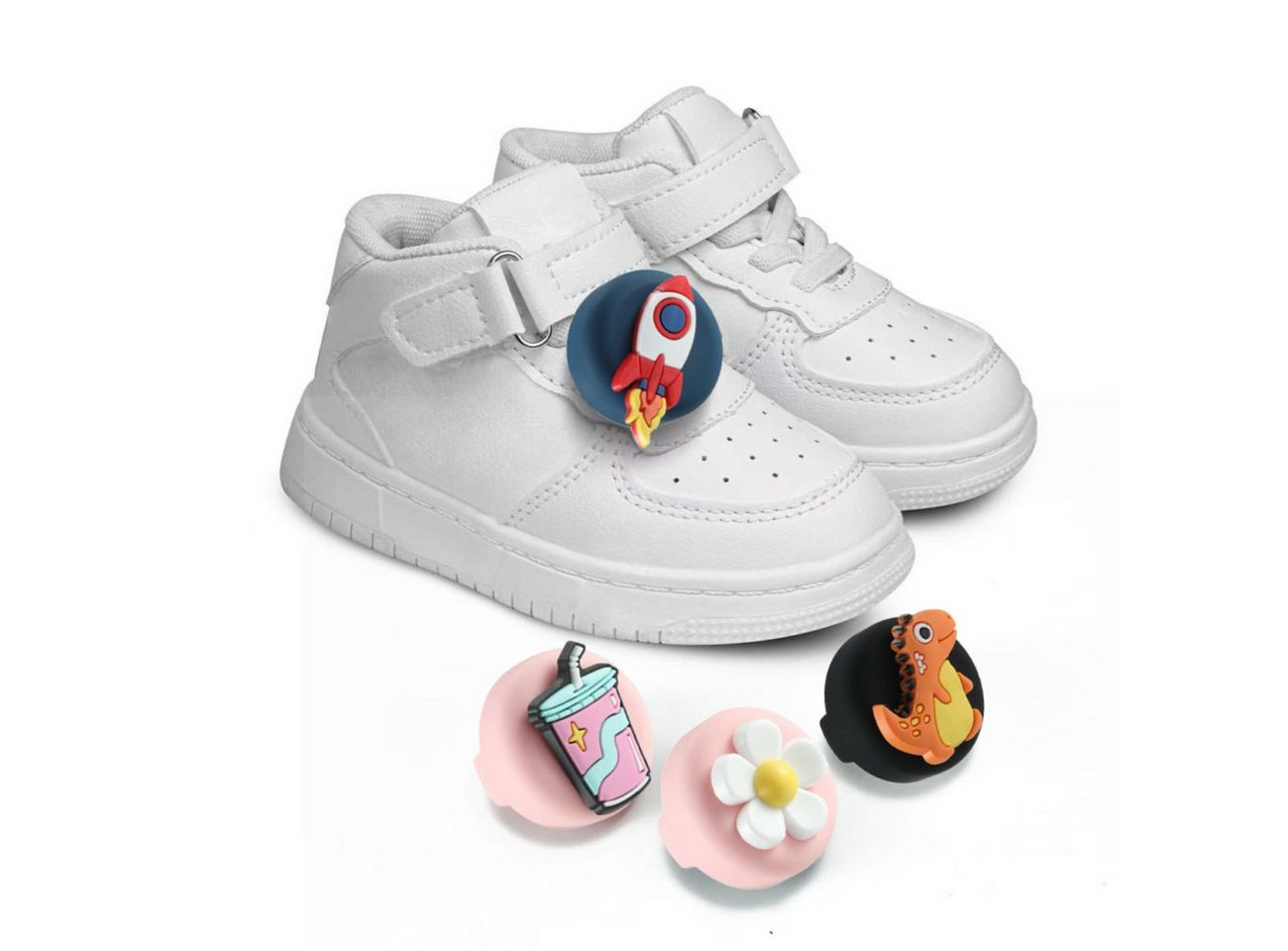 TECH PROTECT Runder Anhänger (4er-Pack Silikonhüllen mit Motivaufsätzen), Kinderfreundliche AirTag-Hüllen mit Schuhbandhalterung – Bild 2 von 5