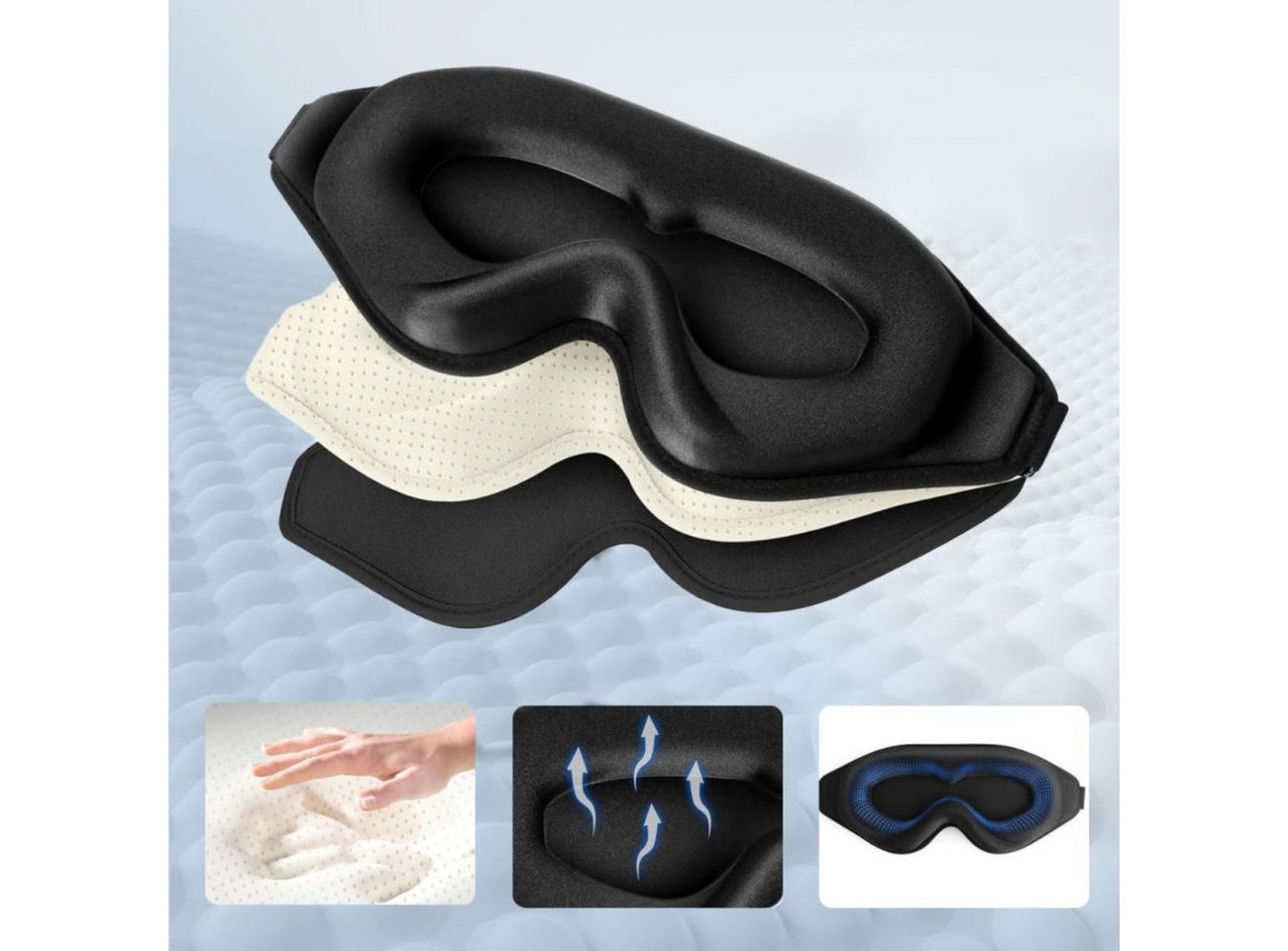 TECH PROTECT Schlafmaske Eyeshade, Schlafmaske, Einzeln, 3D-Schlafmaske mit Memory-Schaum und Lichtschutz – Bild 2 von 5