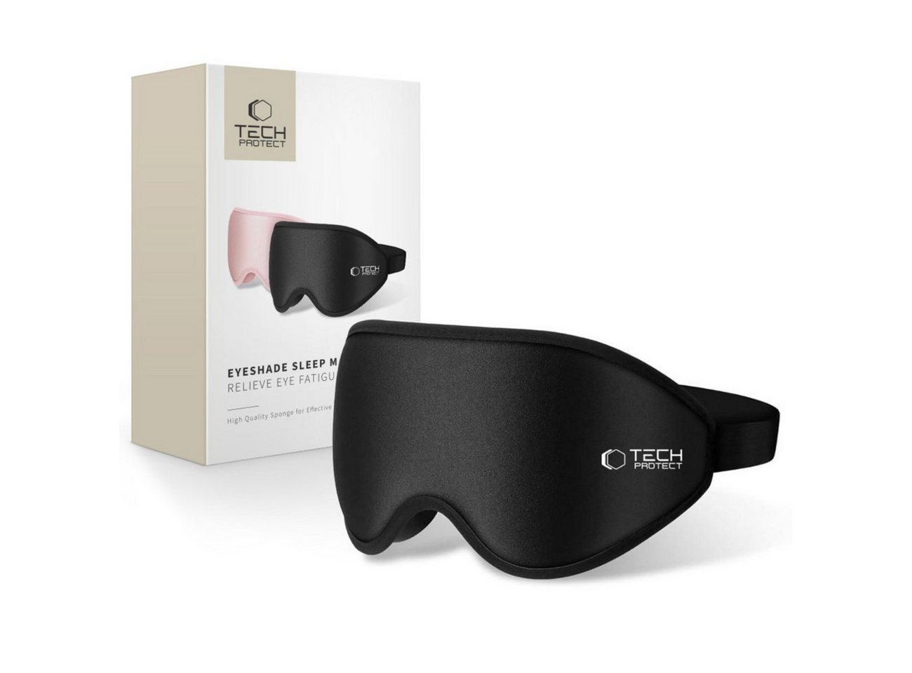 TECH PROTECT Schlafmaske Eyeshade, Schlafmaske, Einzeln, 3D-Schlafmaske mit Memory-Schaum und Lichtschutz – Bild 5 von 5