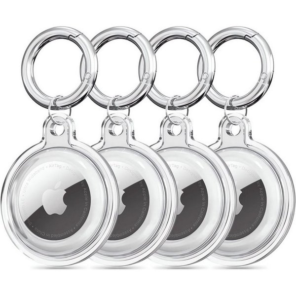 TECH PROTECT Schlüsselanhänger (8-teilig, 4 × Silikonhülle, 4 × Karabiner), 4er-Pack flexibler Silikonhüllen mit Karabinern für Apple AirTags