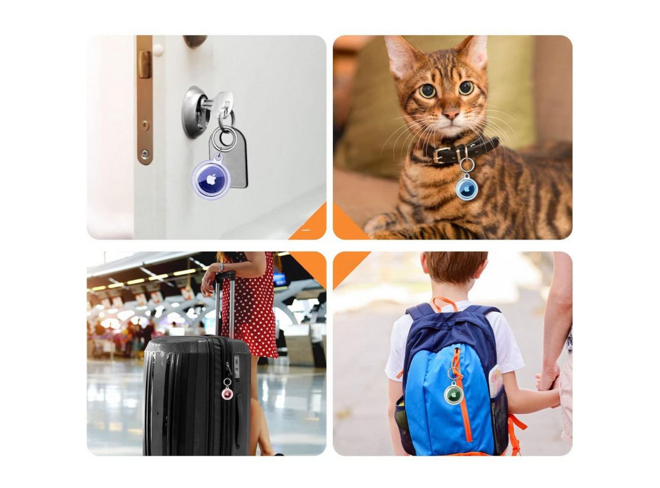 TECH PROTECT Schlüsselanhänger (8-teilig, 4 × Silikonhülle, 4 × Karabiner), 4er-Pack flexibler Silikonhüllen mit Karabinern für Apple AirTags – Bild 4 von 5