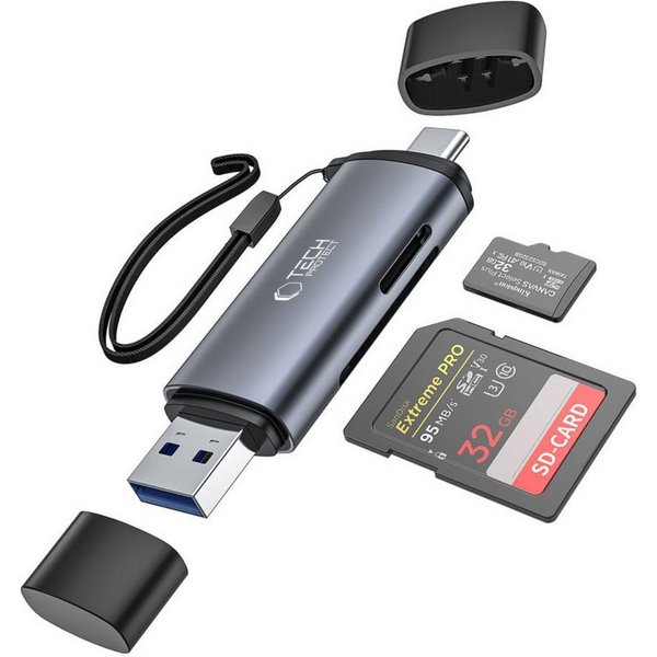 TECH PROTECT Speicherkartenleser UltraBoost, Dual-Interface USB-A/USB-C Kartenleser bis 5 Gbit/s