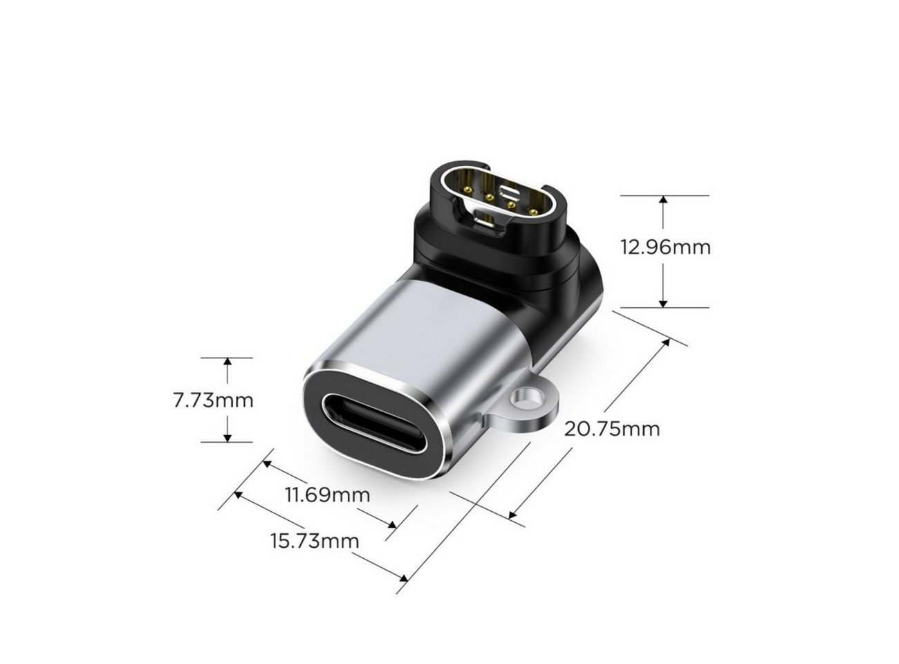 TECH PROTECT UltraBoost USB-Adapter USB-C Stecker (90°-Winkel) zu Garmin-Ladeanschluss, USB-C Winkeladapter für Garmin-Uhren mit 5 W Ladeleistung – Bild 3 von 5