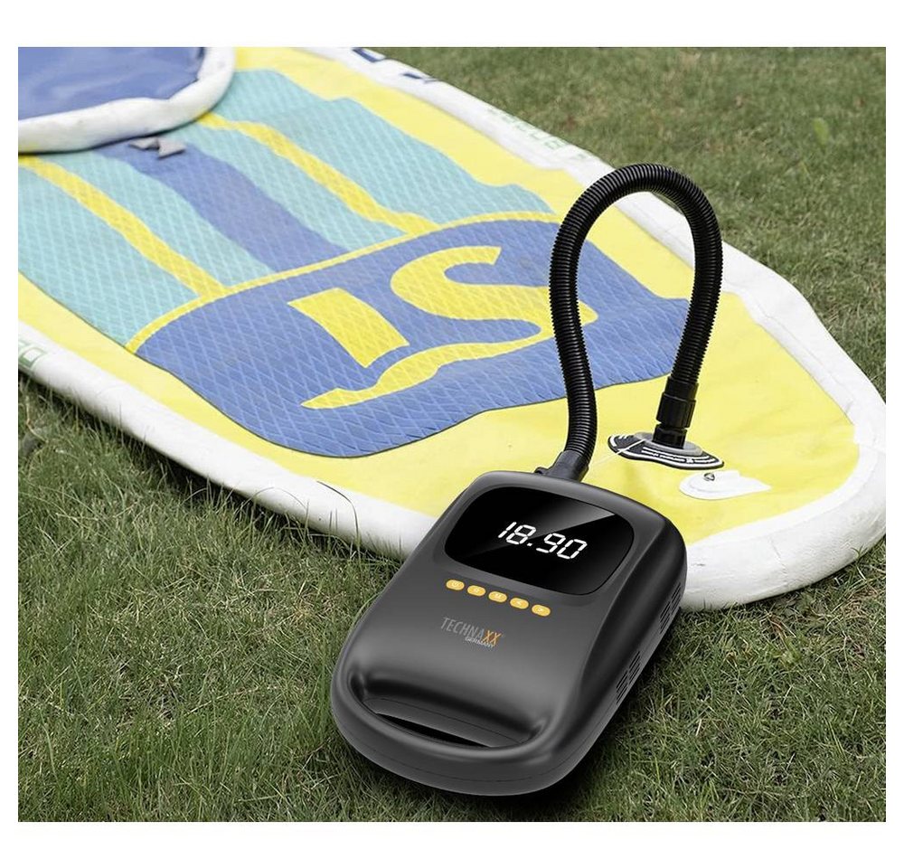 Technaxx Akku-Handkompressor SUP-Akku-Luftpumpe mit Powerbank-Funktion 5112, mit Powerbank-Funktion, 12 V Adapter zum Betrieb per Kabel – Bild 4 von 5