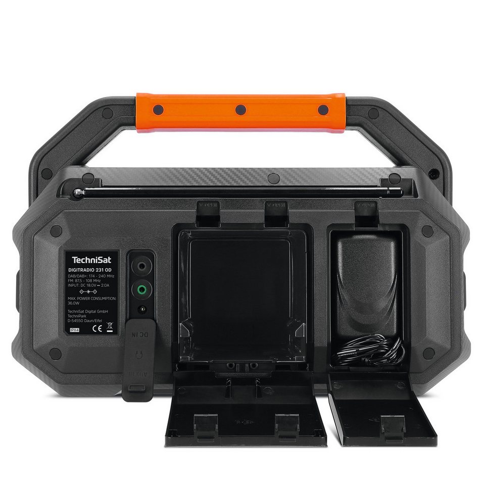 TechniSat DIGITRADIO 231 OD Baustellenradio (Digitalradio (DAB), FM-Tuner mit RDS, 30 W, IPX4, 18V Zusatzakku möglich, bis zu 8 Stunden mit integriertem Akku) – Bild 2 von 5
