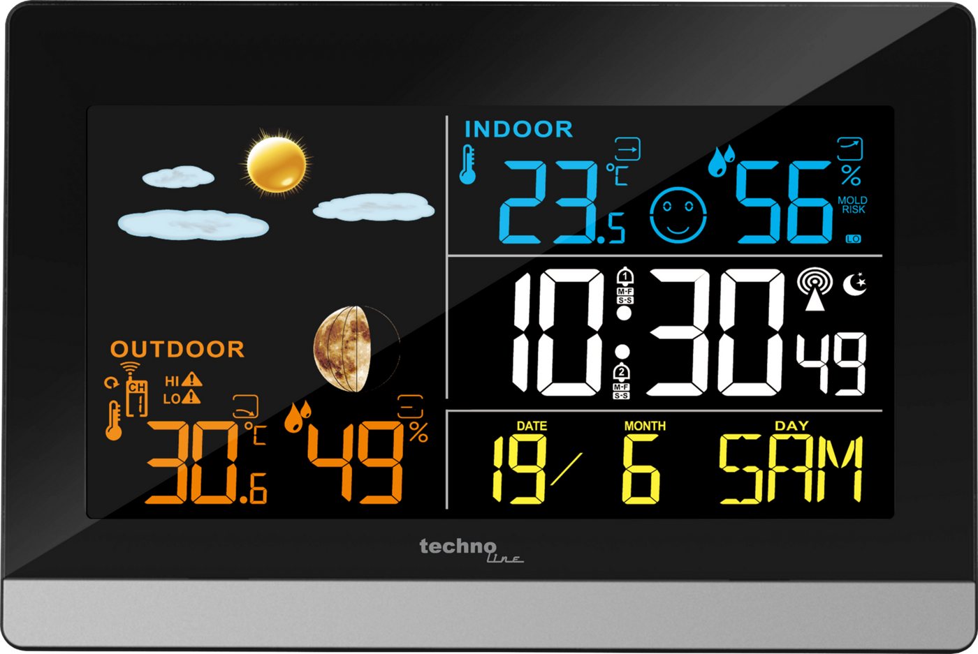 technoline WS 6455 Wetterstation (inklusive Außensender, Wetterstation mit farbiger LCD-Anzeige) – Bild 4 von 5