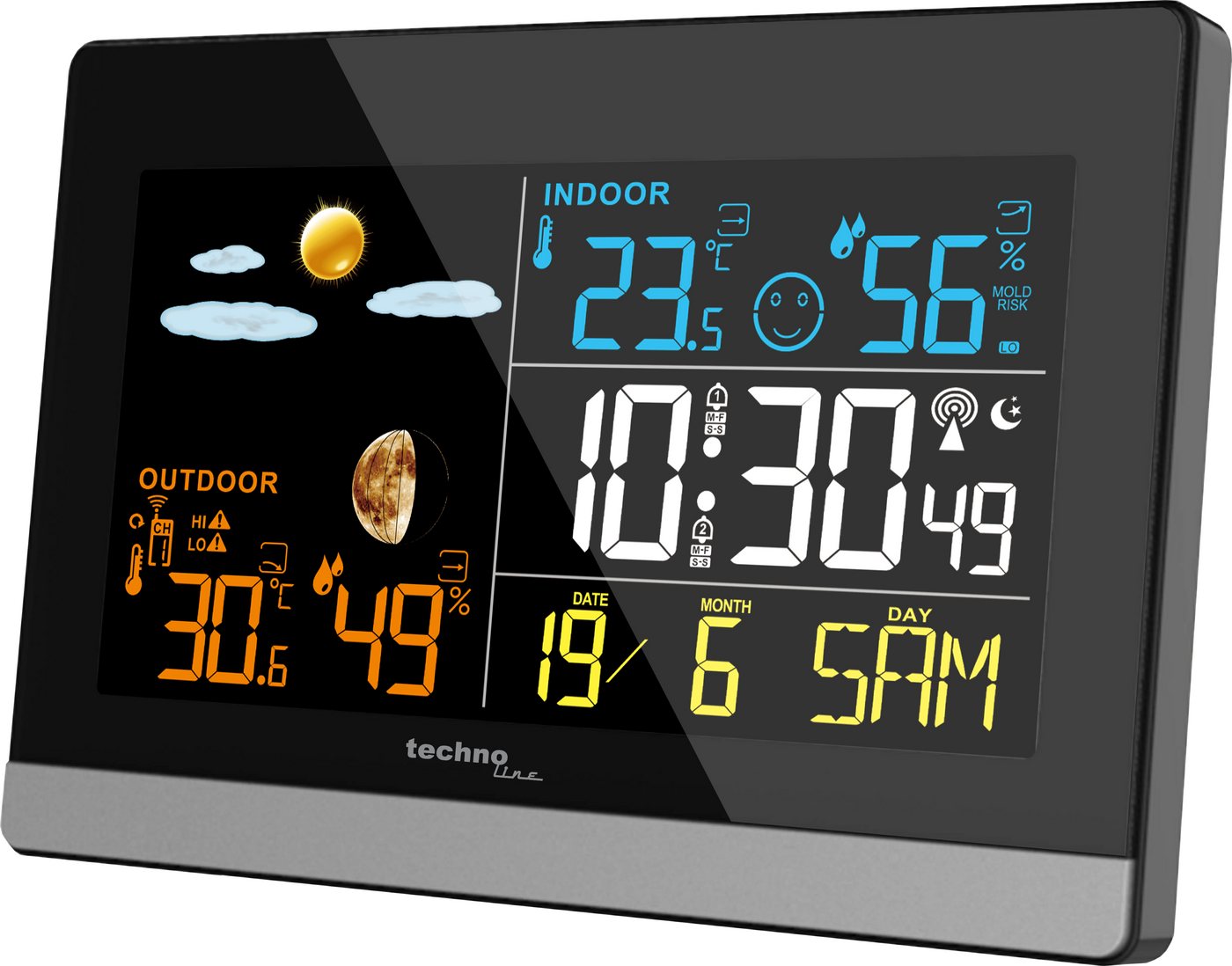 technoline WS 6455 Wetterstation (inklusive Außensender, Wetterstation mit farbiger LCD-Anzeige) – Bild 5 von 5