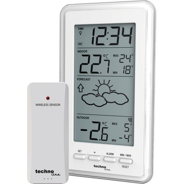 technoline WS 9130 Funkwetterstation (inkl. Außensender, DCF-77 Funkuhr, Wettervorhersage & Temperaturanzeige (Innen/Außen)