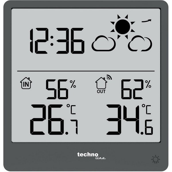 technoline WS 9138 Wetterstation (mit Außensender, in einem modernem Design, mit Wettervorhersage)