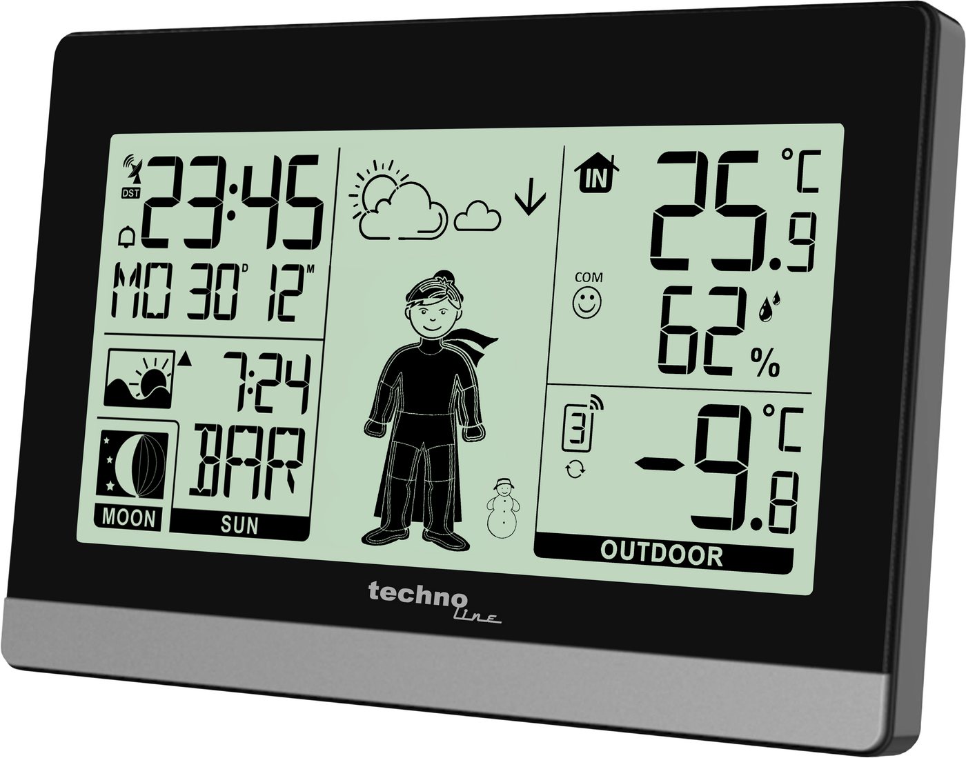 technoline WS 9612 Wetterstation (inklusive Außensender, mit "Wettermännchen“ zieht sich dem Wetter entsprechend an) – Bild 5 von 5