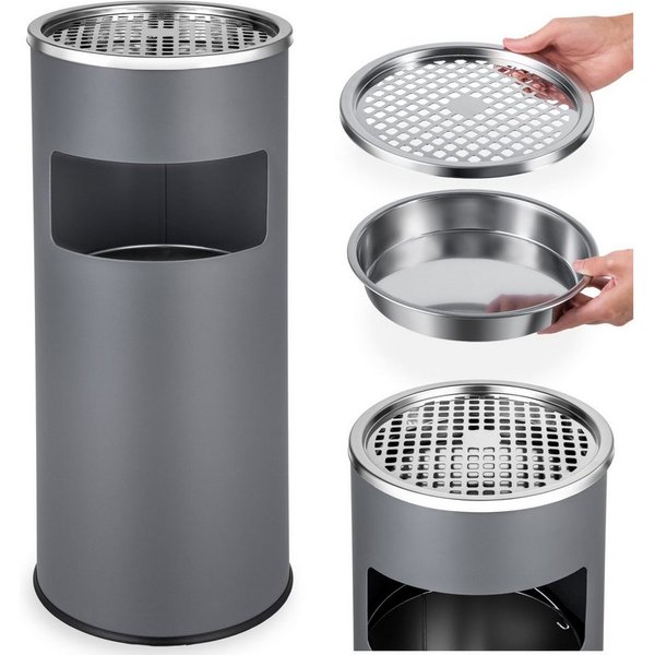 tectake Aschenbecher Standascher outdoor, 25 x 61 cm, rund, mit Mülleimer und Inneneimer, 30 l, rutschfest