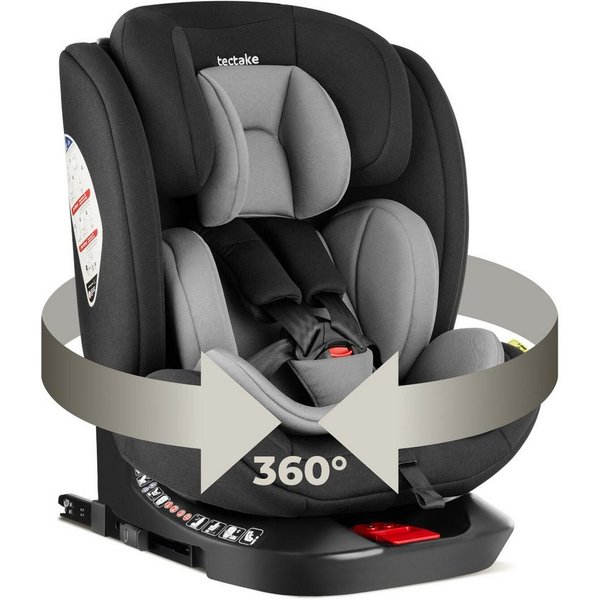 tectake Autokindersitz Kindersitz drehbar i-Size ISOFIX Seitenaufprallschutz Reboarder, (Reboarder Drehbar Linus), 5-Punkt-Gurt, verstellbare Kopfstütze, Inkl. 