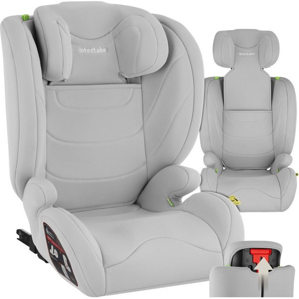 tectake Autokindersitz Sicherheitssitz, 100–150 cm, Belastbarkeit 36 kg, (Autositz für Kinder Levi), i-Size, ISOFIX, Seitenaufprallschutz, Kopfstütze verstellba
