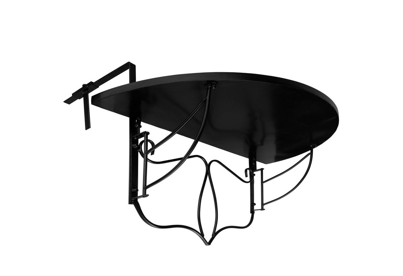 tectake Balkonhängetisch Balkontisch zum Einhängen, 75 x 65 x 62 cm, mit soliden Metallhaken (Klappbarer Balkontisch, 1-St., in schwarz/weiß), Stahl, Mosaik und – Bild 4 von 5