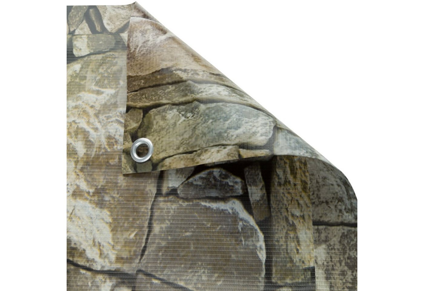 tectake Balkonsichtschutz Balkonverkleidung, 600 x 90 cm, witterungsbeständig und pflegeleicht (Sichtschutzmatte, in stein-optik) Extrem reißfest, mit metallver – Bild 2 von 4