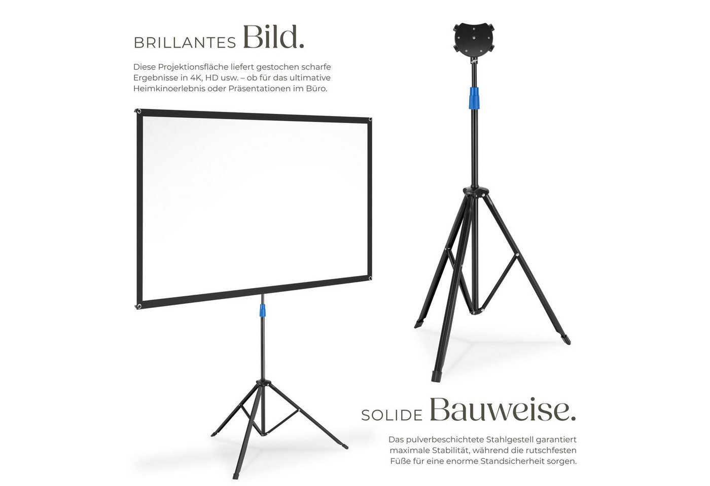 tectake Beamer-Leinwand für 4K, HD, Ultra HD und Full HD, Format 16:9, 60” Deckeneinbauleinwand (Gain-Faktor 1, 0, reißfest, faltenfrei, inklusive Tragetasche) – Bild 3 von 5