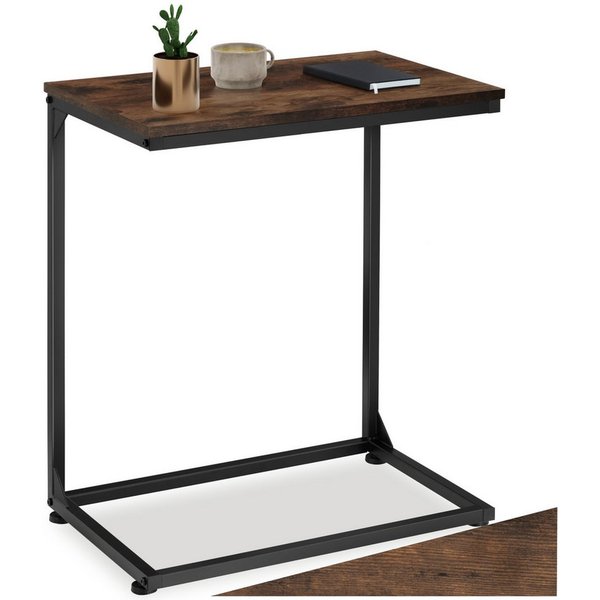 tectake Beistelltisch Ablagetisch, 55,5 x 35 x 67 cm, Industrial Style, Holz und Stahl (Sofatisch Cardiff, 1-St., in Industrial Holz dunkel, rustikal), In prakt